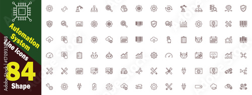 Automation System Line art editable Icons Set.  Featuring Technology,  business, finance, industry, engineering, robotics, artificial intelligence, data, and Business Concepts vector