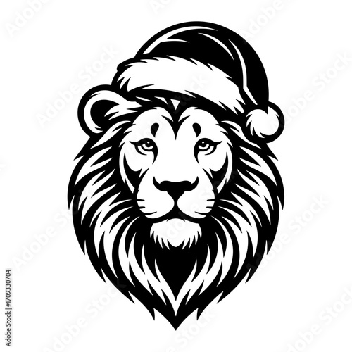 Lion with Santa Hat