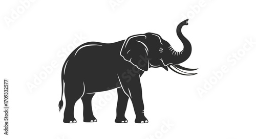 Majestic elephant silhouette with raised trunk for conservation awareness and wildlife projects