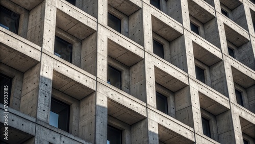 Wallpaper Mural Modern Brutalist Concrete Building Facade with Grid Pattern Torontodigital.ca