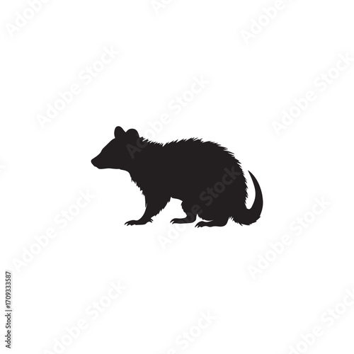 Possum Silhouette Vector on White Background