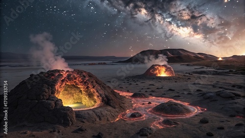 Wallpaper Mural Mystical Geothermal Landscape Under Milky Way Night Sky Torontodigital.ca