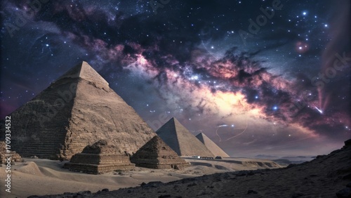 Wallpaper Mural Giza Pyramids Under Majestic Milky Way Night Sky Torontodigital.ca