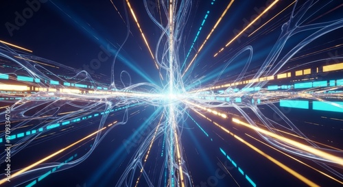 Wallpaper Mural Futuristic Digital Network Abstract: High-Speed Data Flow Technology Torontodigital.ca