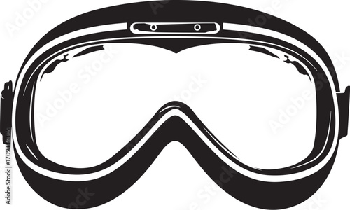 Monochrome Ski Goggles: Sleek ski goggles in a stark monochrome outline, perfect for winter sports and adventure themes.