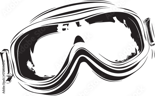 Ski Goggles in Action: Capturing the thrill of the slopes, these stylized ski goggles convey speed and adventure, ideal for action and winter sports themes.