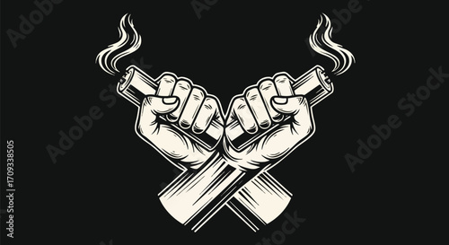 Fierce hands holding smoking vapes symbolizing rebellion and freedom