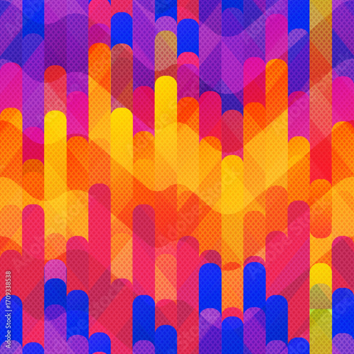Orange mosaic. Geometric seamless pattern.
