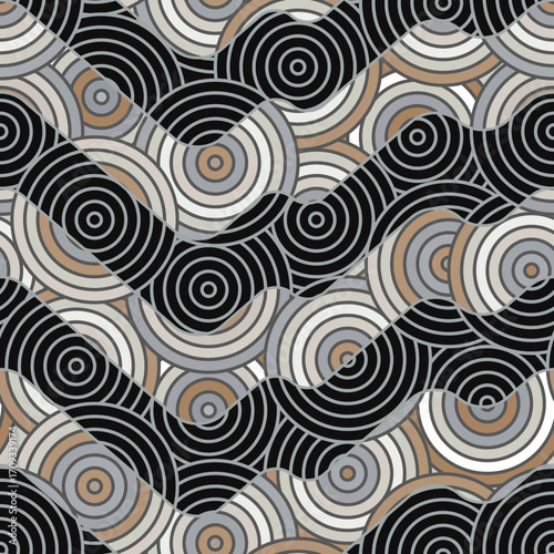 Vintage waves. Geometric seamless pattern.