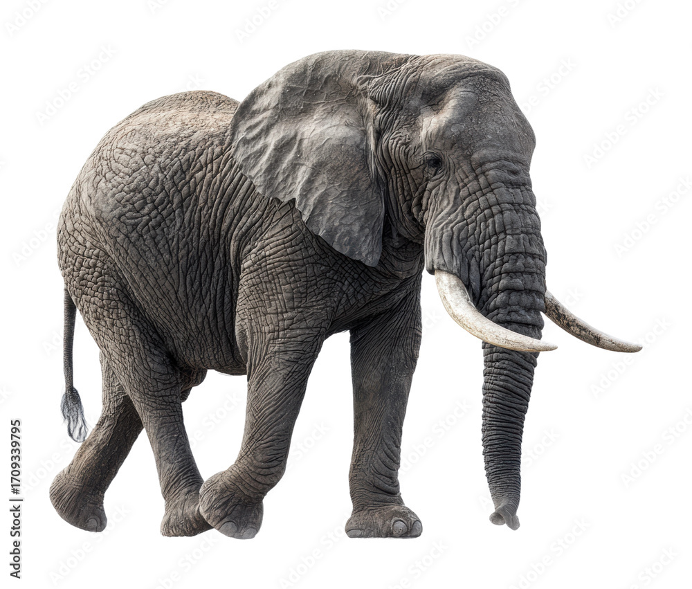 Fototapeta premium Elephant walking in nature wildlife environment isolated on transparent background