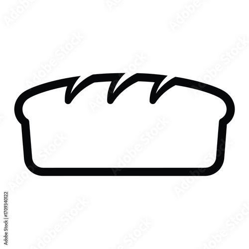Simple line art illustration of a loaf of bread isolated on white background, ideal for bakery menus, food blogs, and culinary designs