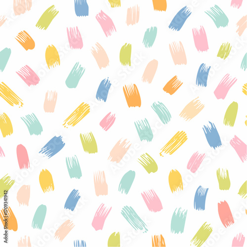 Simple seamless vector pattern with colorful brushstrokes on a white background
4