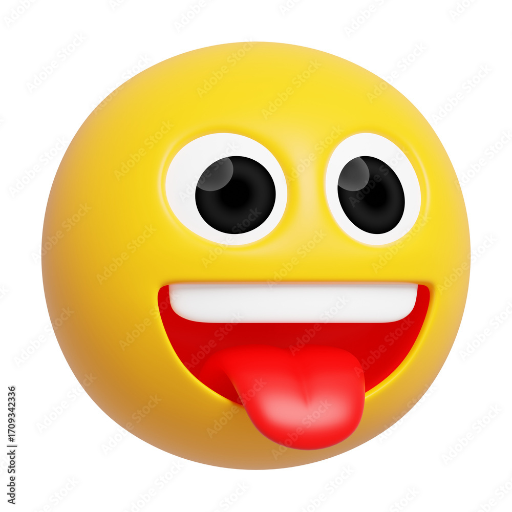 Fototapeta premium Face with Tongue Emoji 3D