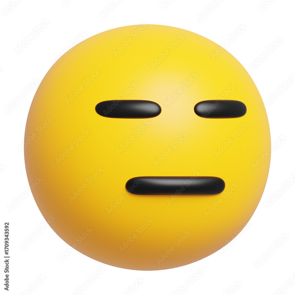 Fototapeta premium Expressionless Face Emoji 3D