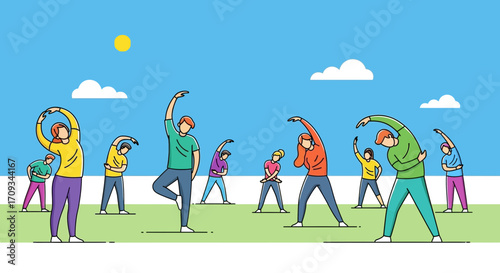 Group Fitness Outdoor Exercise and Wellness in Nature
