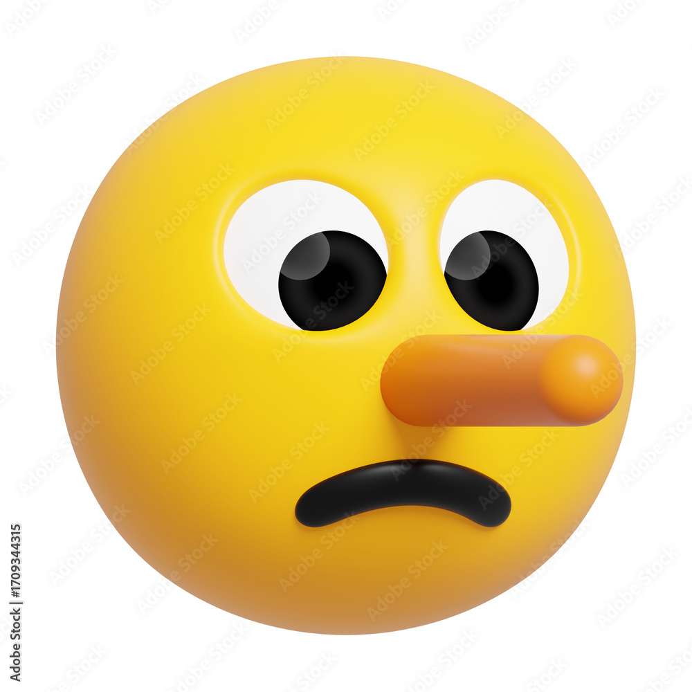 Fototapeta premium Lying Face Emoji 3D