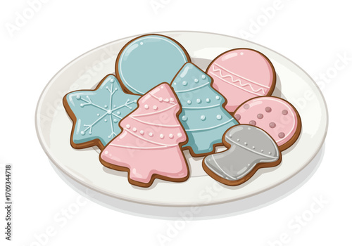 Festive Christmas Cookies on a Plate Holiday Treats.