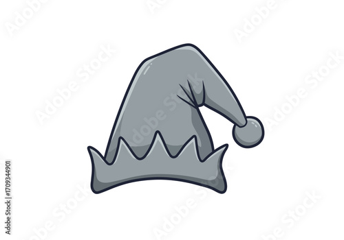 Gray Elf Hat Illustration for Christmas and Fantasy Themes.