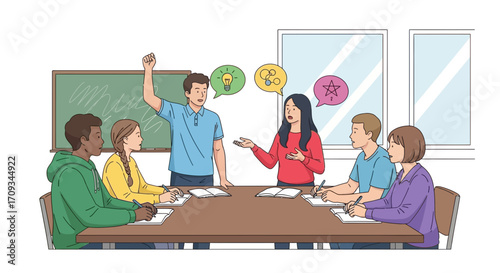Students Collaborate on Ideas in a Lively Classroom Discussion