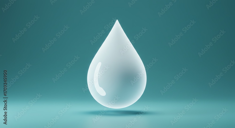 Fototapeta premium 3D Water Drop Eco Symbol on Aqua Gradient