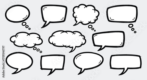 Blank speech bubbles and thought clouds ready for your creative dialogue and ideas