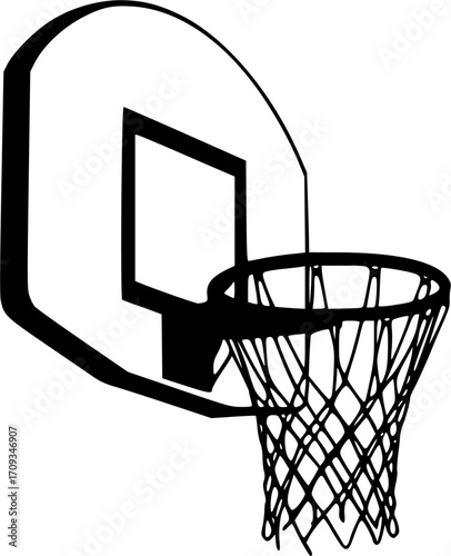 BASKETBALL HOOP SILHOUETTE ON WHITE BACKGROUND
