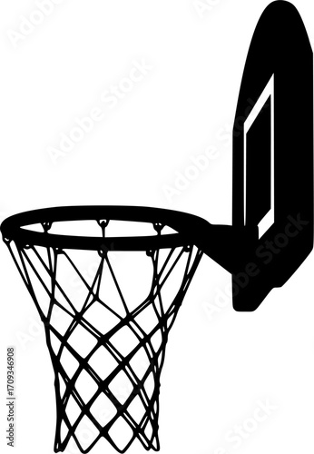 BASKETBALL HOOP SILHOUETTE ON WHITE BACKGROUND
