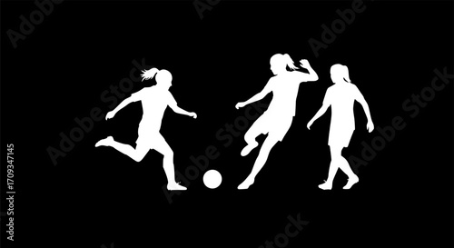 FEMALE FOOTBALLERS SILHOUETTE

