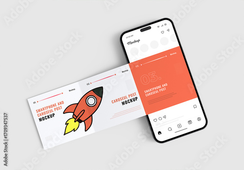 Smartphone and Carousel Post Mockup