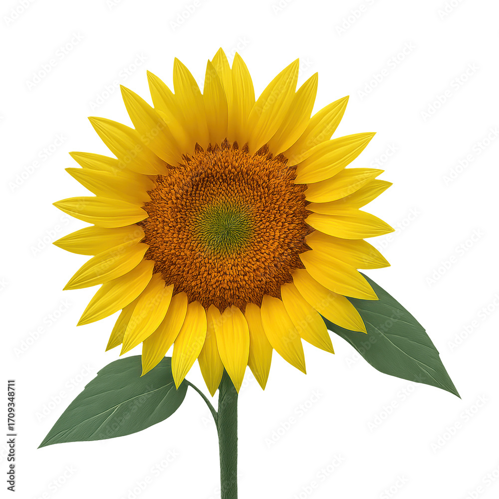 Naklejka premium Real photo of sunflower head with transparent background