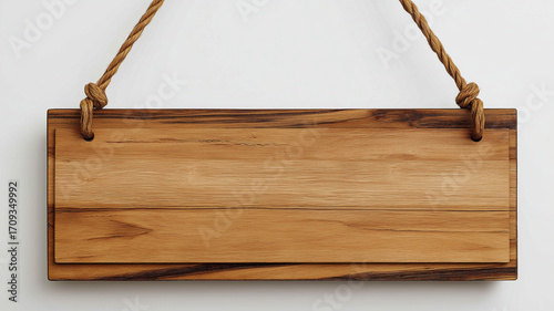Wooden sign hanging with rope
