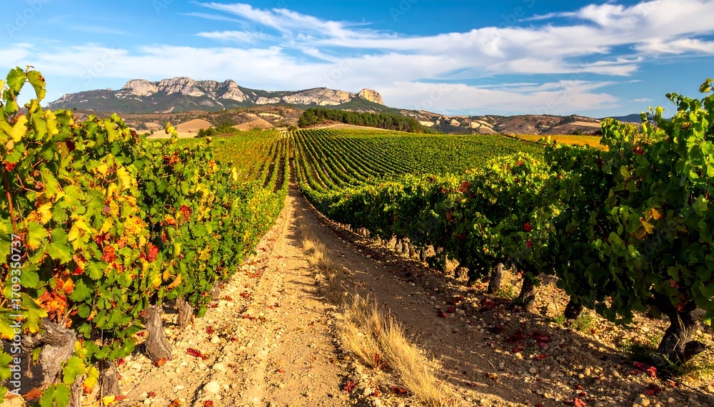 Obraz premium Autumn vineyard landscape with path