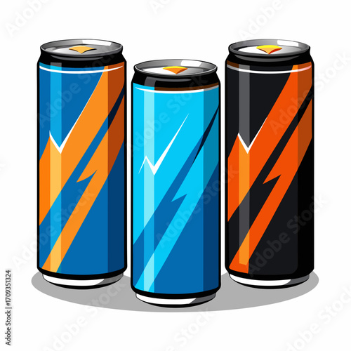 vector illustration of a set of colorful cans