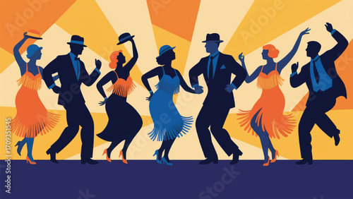 Photography Illustration Of A Group Of Jazz Dancers Vector Design Template