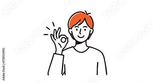 Smiling person gives an enthusiastic okay gesture, radiating positivity and approval with a playful attitude