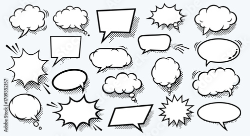 Dynamic comic book speech bubbles create vibrant dialogue and modern communication for creative projects