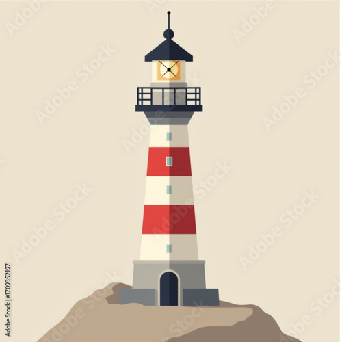 Guiding Light: A striking lighthouse stands tall against a backdrop. Its beacon of hope, painted with nautical charm and precision, a testament to navigational precision and enduring resilience.