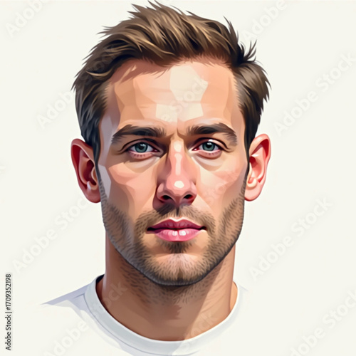 Handsome Portrait: A detailed studio portrait of a handsome man.  This striking image captures the essence of confidence and vitality.