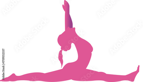 Silhouette of a person in a yoga pose isolated on white background