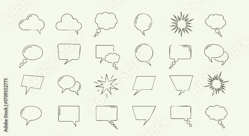 Creative speech bubble icons perfect for communication, design, and expressing thoughts on a clean background