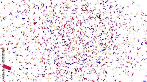 3D animation of exploding confetti Isolated background. Confetti Explosion on Green Screen. Colorful сonfetti explosion on a black backgrounds. alpha channel