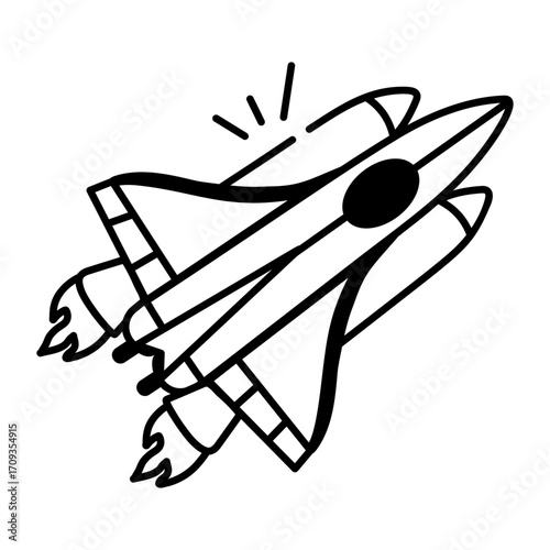 A sketchy style icon showing a space shuttle