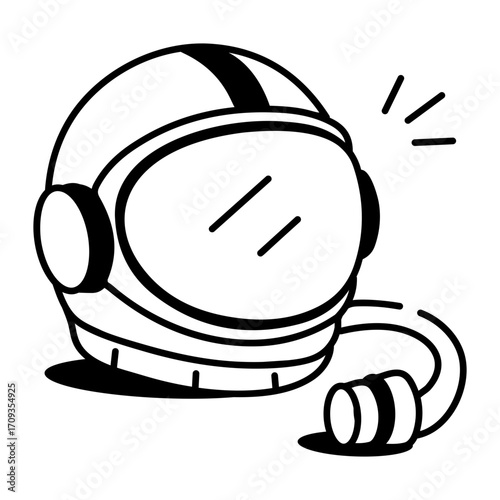 A drawing style icon showing an astronaut helmet

