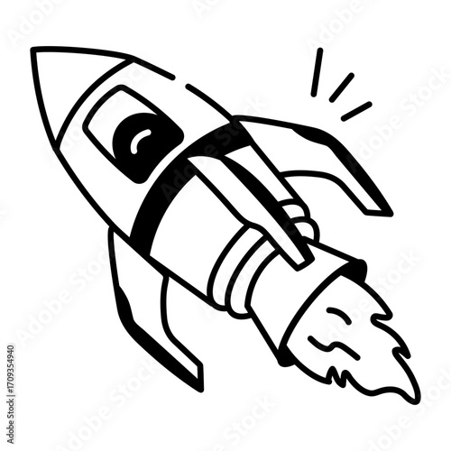 A doodle style icon showing a rocket
