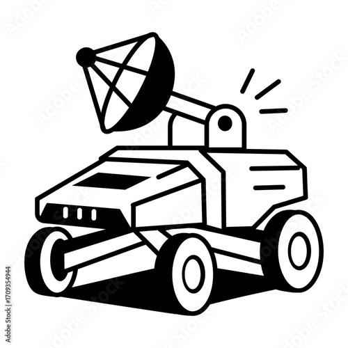 A hand drawn style icon showing a space rover
