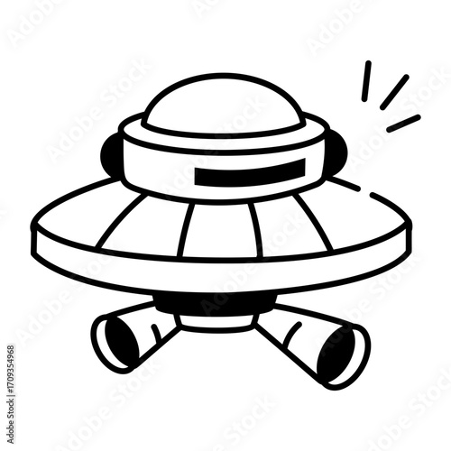 A doodle style icon showing a spacecraft