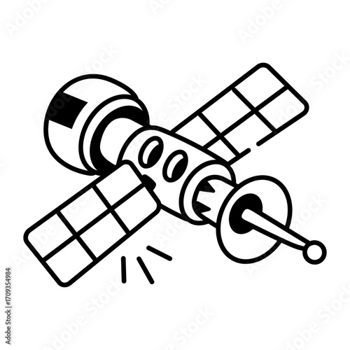 A sketchy style icon showing satellite communication