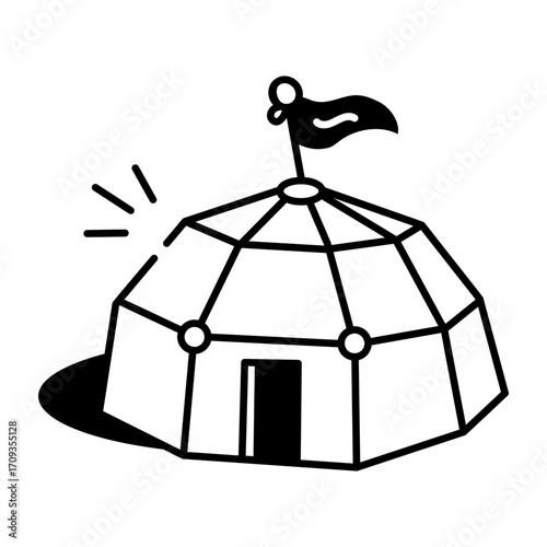 A hand drawn style icon showing a space shelter