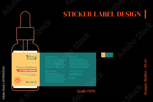 Sticker Label Dropper Bottles 30 ml - premium brightening uv shield