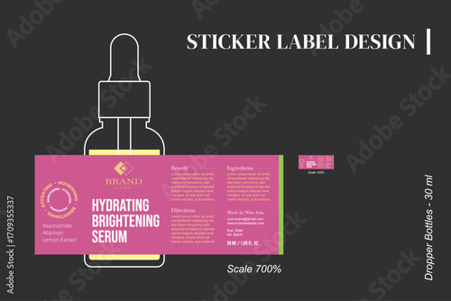 Sticker Label Dropper Bottles 30 ml - hydrating brightening serum